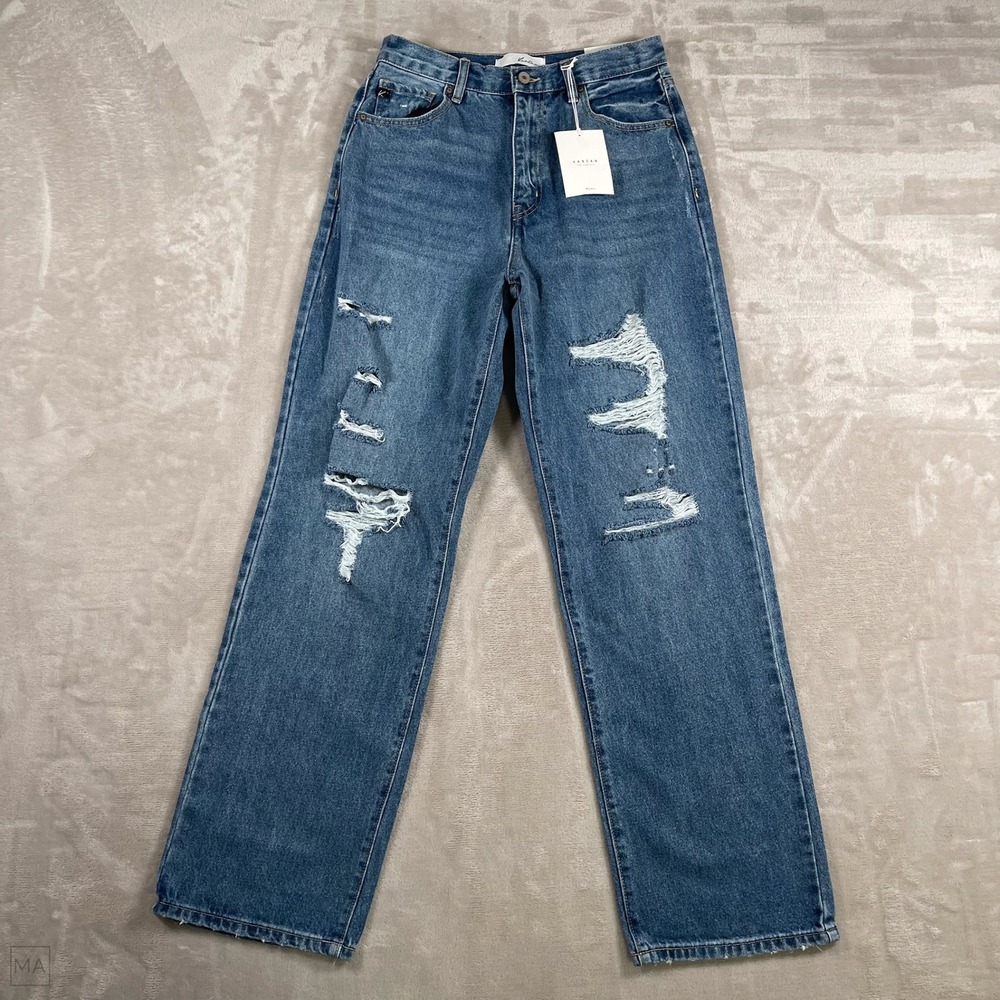 NEW KanCan Women's Jeans High Rise‎ Denim Distressed Boyfriend 9_28 Blue